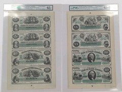 1872-2 Uncut Sheets-Columbia- State Of South Carolina-PMG 65EPQ-$5,10,20,50-E.B.