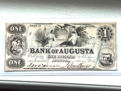1861 $1 AUGUSTA GA 1 Dollar Bank of Augusta Historic CIVIL WAR NOTE! EF/AU STAMP