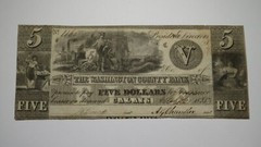 $5 1835 Calais Maine ME Obsolete Currency Bank Note Bill! Washington County Bank