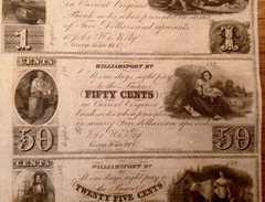 – 1840s $1, 50c & 25c Uncut Sheet ~ Williamsport, MARYLAND at Georgetown, D.