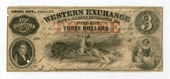 1856 $3 The Western Exchange – NEBRASKA Note – NOT Bishop Hill, ISSUED!