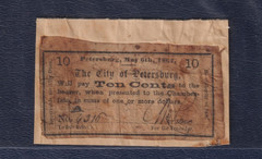 10 Cents Bank of the City of Petersburg VIRGINIA Note Confederate Bill VA Money
