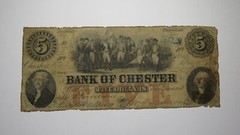 $5 1856 Chester South Carolina SC Obsolete Currency Bank Note Bill! Five Dollars