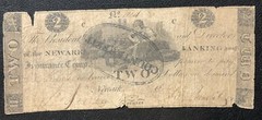 Obsolete Counterfeit Stamped Confederate $2 Two Dollar Newark Currency Bank Note