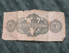 October 10, 1862 $5 State of Louisiana Baton Rouge Bank Note