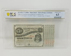 1880 Louisiana $5 «Baby Bond» w/ 5 coupons PCGS Choice Uncirculated 63 #21806