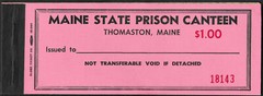 Maine Thomaston State Prison Coupon UNC full book $1.00 with 20 5 CENTS coupons.