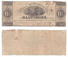 1840 6 1/4 Cents Central Savings Institution Baltimore R-5 MD 5.23.1