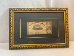 1862 THE STATE OF NORTH CAROLINA RALEIGH, FIFTY 50 CENTS MONEY FRAMED