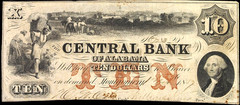 AL $10 MONTGOMERY The Central Bank of Alabama October 1, 1853 Haxby AL-65 G16a