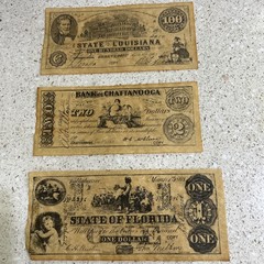 Old 1863 Louisiana, Florida, and Chattanooga Money
