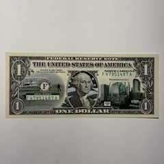 Uncirculated One Dollar Bill North Carolina Over Print Beautiful Art Series 2017