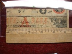 1862 CENTRAL BANK OF VIRGINIA – ONE DOLLAR NOTE PRINTED ON RECYCLED $5.00 NOTES