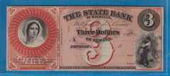 Detroit, Michigan State Bank $3 Dollar Vtg Note Old MI Paper Money Bill Currency