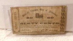 Authentic Confederate Obsolete City of Richmond 60 Cents Note Currency 1862