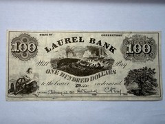 Connecticut Bank 1963 Laurel Bank $100 Commemorative Note Anniversary Issue
