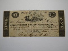 $1 1817 New Salem Pennsylvania Obsolete Currency Bank Note Bill Fayette -ERROR