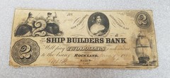 1853 Ship Builders Bank Rockland ME $2 Obsolete Note
