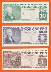 FOOD STAMP COUPON 3 COUPONS UNC $10.00 $5.00 $1.00 USDA AGRICULTURE scrip TOKEN