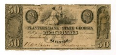 1850 $50 The Planters Bank of the State of Georgia – Savannah, GEORGIA Note