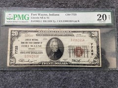1929 Fort Wayne, Indiana USA $20 Dollars PMG Graded