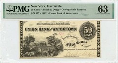 1862 50c Harrisville, New York Obsolete Watertown Oswegatchie Tannery PMG CU63