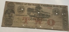 $2.00 The Office Of South Carolina Railroad Co. Charleston. Red TWO Overprint