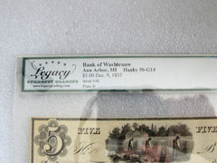 1835 Five $5 Dollars Banknote Bank of Washtenaw of Michigan ABOUT NEW 55