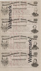 Jefferson City MO Defence Warrants $5-$10-$20-$50 Sheet Obsolete Currency REPRO