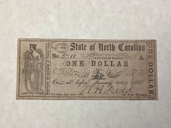 ~ Oct. 19, 1861 $1 One Dollar State of North Carolina Civil War Banknote