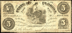 FL $5 TALLAHASSEE The State of Florida October 10, 1861 Criswell 6 State scrip