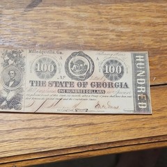 State of Georgia $100 Obsolete Banknote February 1, 1863 Milledgeville