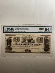 Bank Of Washtenaw Michigan Ann Arbor $1 1830s Remainder Choice Uncirculated EPQ