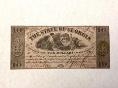 1864 State of Georgia $10 Ten Dollars Civil War Confederate Banknote cd