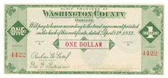 1933 Washington County, Hillsboro, Oregon $1 Depression Era Scrip (63619)