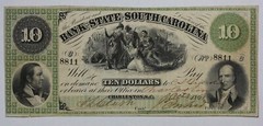 1861 Bank of the State of South Carolina $10 Obsolete Currency Note 1P5N