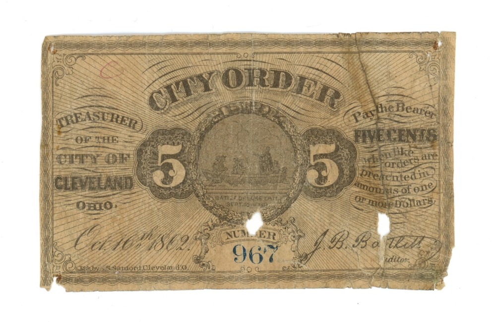 1862 Cleveland Ohio City Order 5 Cents OH (L5040)