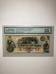 The Farmington Bank Farmington New Hampshire $2 1860’s About Uncirculated