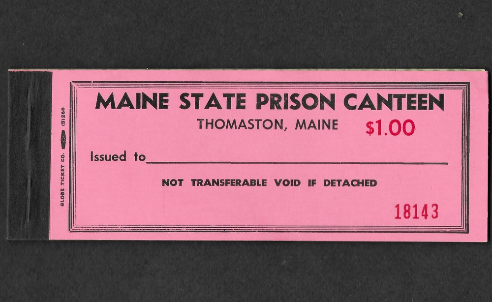 Maine Thomaston State Prison Coupon UNC full book $1.00 with 20 5 CENTS coupons.