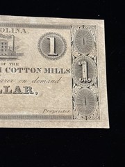 1830’s $1 Mount Hecla Steam Cotton Mills GREENSBORO North Carolina Obsolete Note