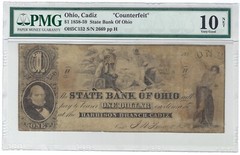 1858 CADIZ OH $1 The State Bank of Ohio, Harrison Branch Cadiz, Red Back CTFT