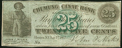 NY 25¢ ELMIRA New York Chemung Canal Bank John I Hicks Nov 1st, 1862