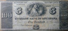 1800 s $100 New Orleans Louisiana Citizen’s Bank CU Obsolete Currency Note NR