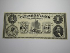 $1 18__ New Orleans Louisiana Obsolete Currency Bank Note Remainder Citizens UNC