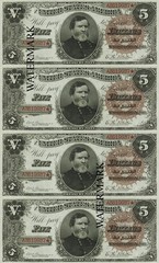 Fr 360 1890 $5 Treasury Note General George H. Thomas Currency Sheet REPRO