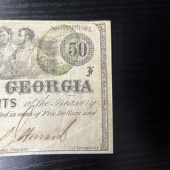 Mint 50-cent banknote issued by the State of Georgia on January 1, 1863