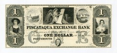 1800’s $1 The Piscataqua Exchange Bank – Portsmouth, NEW HAMPSHIRE Note AU