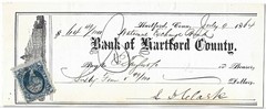 CIVIL WAR 1864 Patriotic Check Exchange Bank Connecticut