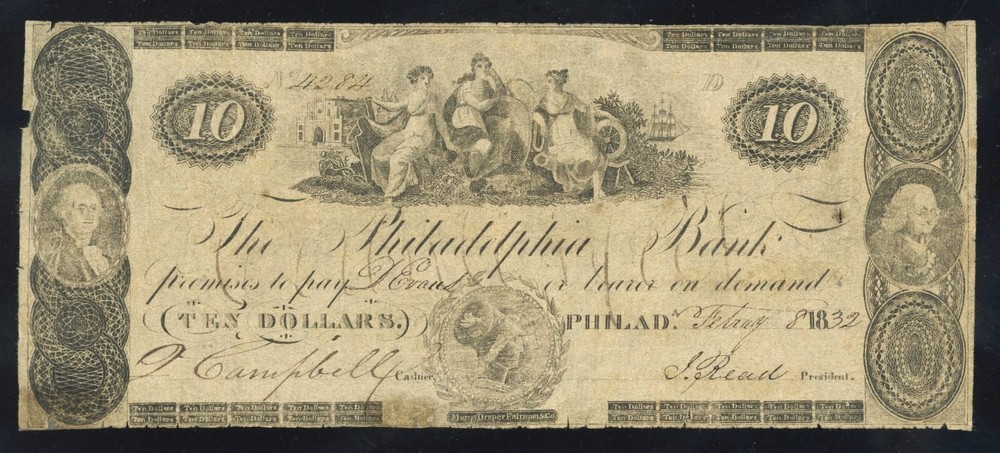 Pennsylvania The Philadelphia Bank Contemporary Counterfeit $10 Feb. 8, 1832
