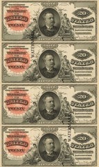 Diamond Back Note $20 Silver Certificate Fr. 313 Currency Sheet REPRODUCTION